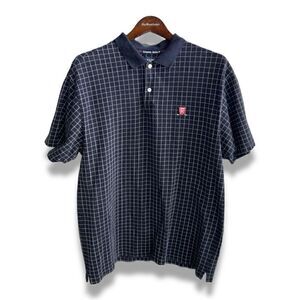 Navy Check Chaps Ralph Lauren Pique Polo Shirt Size XL